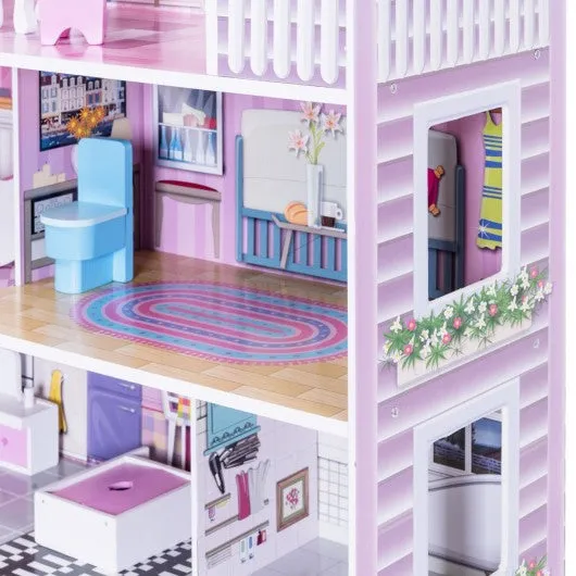 28" Pink Dollhouse w/ Furniture