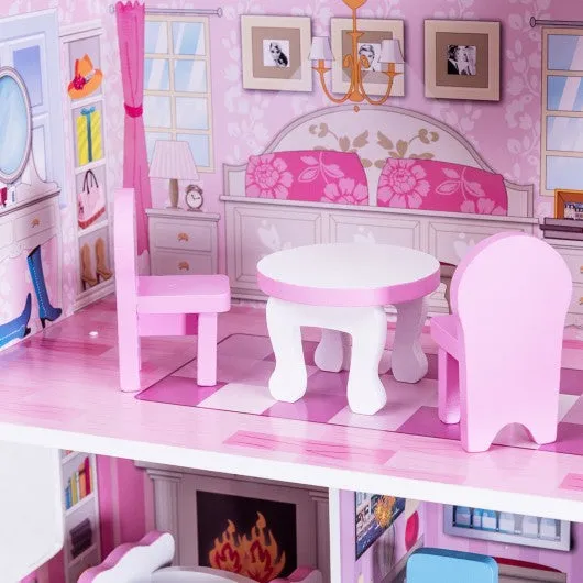28" Pink Dollhouse w/ Furniture