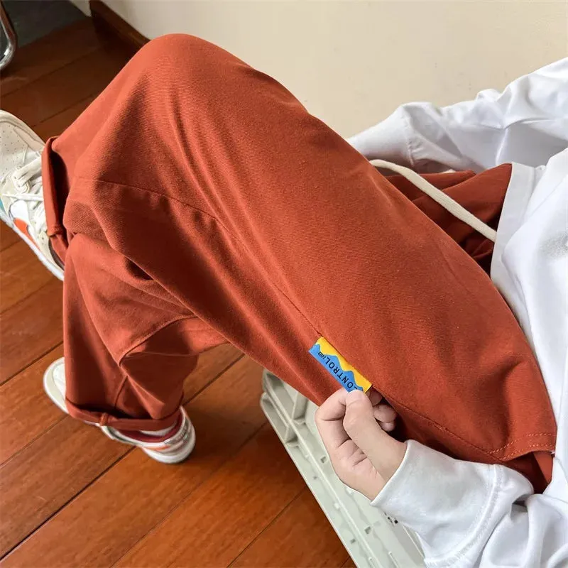 Bonsir New Autumn Straight Leg Men's Casual Pants Fashion Elastic Waist Harajuku Male Trousers