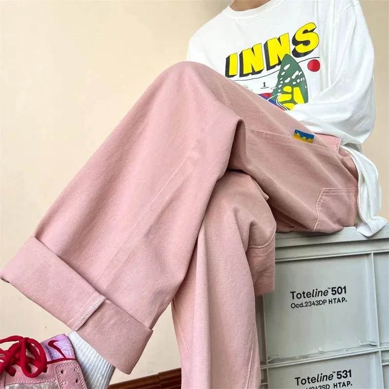 Bonsir New Autumn Straight Leg Men's Casual Pants Fashion Elastic Waist Harajuku Male Trousers