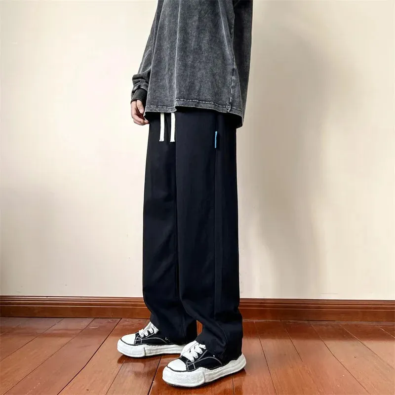 Bonsir New Autumn Straight Leg Men's Casual Pants Fashion Elastic Waist Harajuku Male Trousers