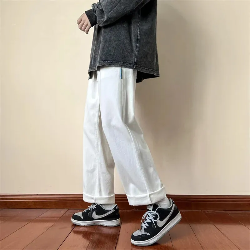 Bonsir New Autumn Straight Leg Men's Casual Pants Fashion Elastic Waist Harajuku Male Trousers