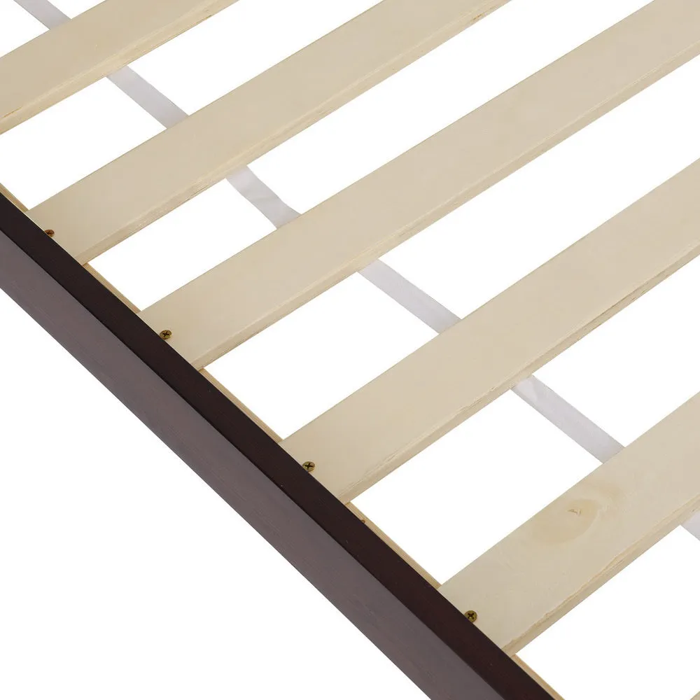 King Size Pinewood Bed Frame, Walnut Finish, Artiss