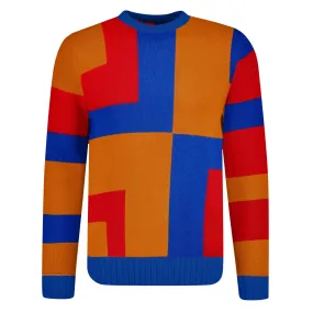 Men's multicolor geometric jacquard knitwear