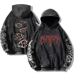 Riolio Gothic Vintage Washed Hoodies Teeth Funny Printed Sweatshirts Harajuku Retro Long Sleeve Pullover Men Women Y2k Oversized Hoodie