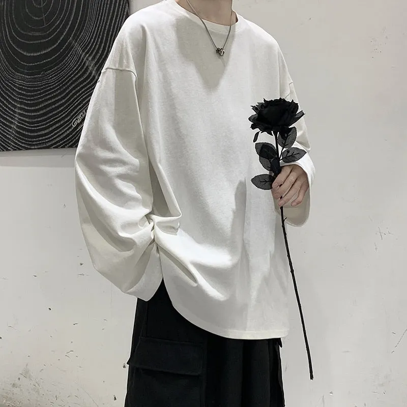 Riolio Loose Sweatshirts Men Solid T Shirt Neutral Streetwear Fashion Women Korean Clothes Cotton Pullover Long Sleeve T-shirts Man