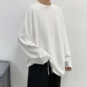 Riolio Loose Sweatshirts Men Solid T Shirt Neutral Streetwear Fashion Women Korean Clothes Cotton Pullover Long Sleeve T-shirts Man