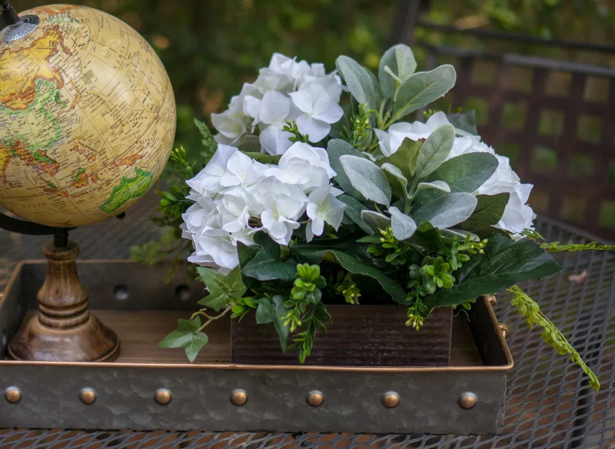 White Hydrangea Rustic Wedding Centerpiece