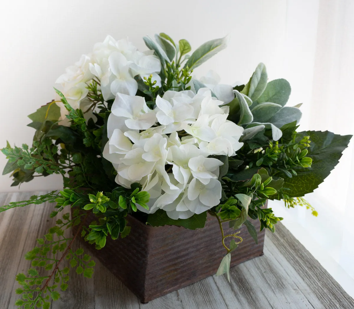 White Hydrangea Rustic Wedding Centerpiece