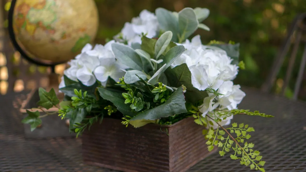 White Hydrangea Rustic Wedding Centerpiece
