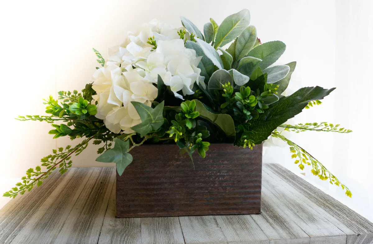 White Hydrangea Rustic Wedding Centerpiece