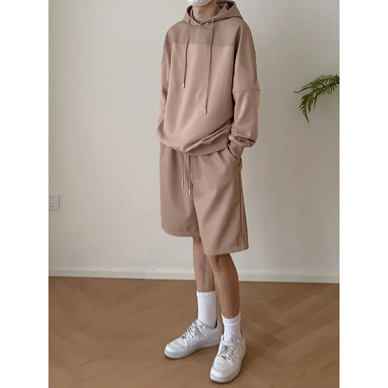 xiangtuibao Pink Black Leather Hoodies Men Fashion Oversized Hooded Sweatshirt Mens Streetwear Korean Loose Hip-hop Pullover Hoodie Men